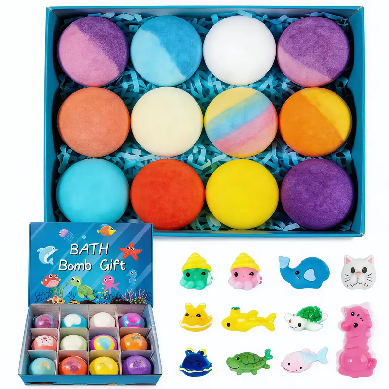 🎁🎉 Kids’ Surprise Bath Bombs – 12-Pack Gift Set with Hidden Toys!