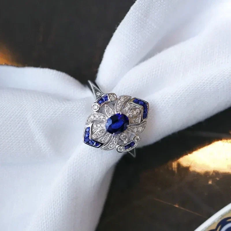 Fashion classic luxury women's light blue sapphire ring - Image 6