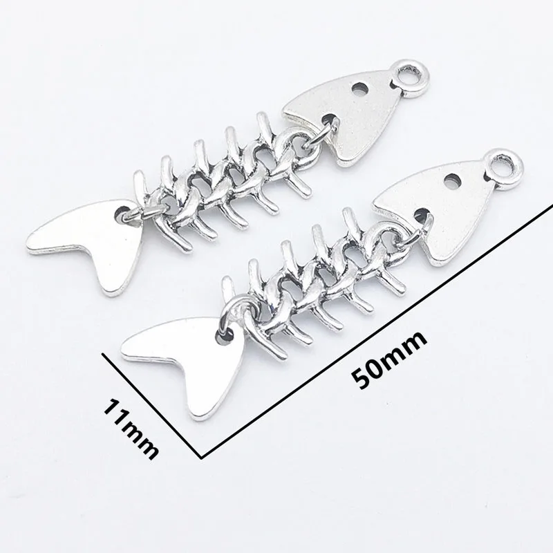 Fashion Handmade Simple Design Antique Silver Color Fish Bone Earrings - Image 2